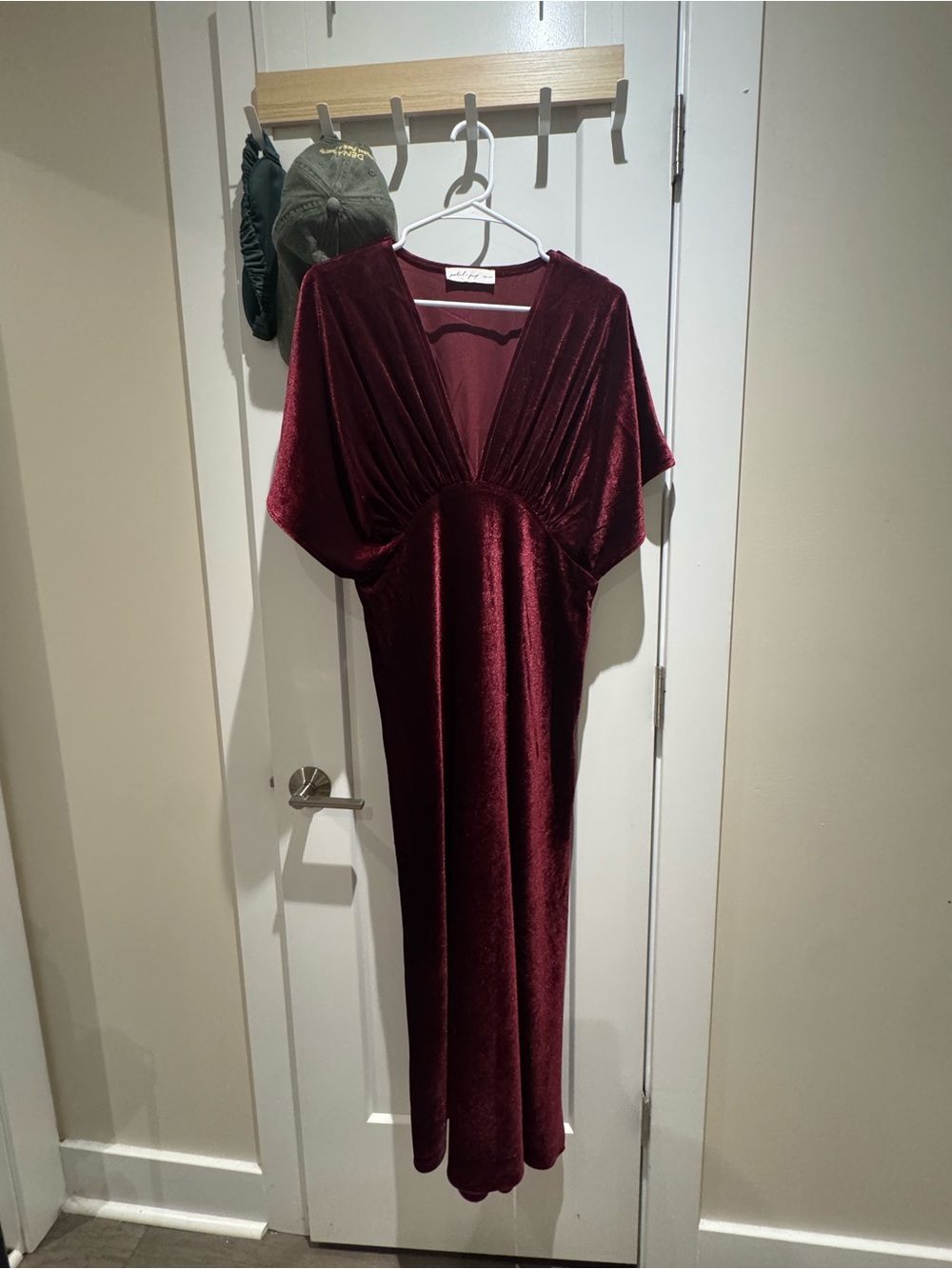 Petal & Pup Wine Velvet V-Neck Maxi Dress